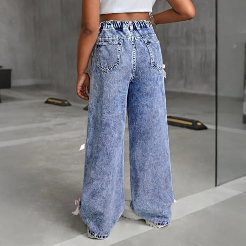 Girls Baggy Jeans Plus Size Y2K Wide Leg Denim Pants Cute Heart Bow Embroidered Jean Pants 2025 Trendy Streetwear4