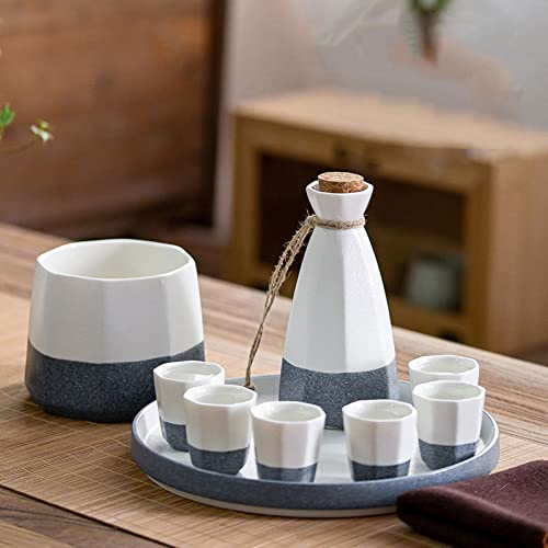 Juego de sake japonés de cerámica: juego de sake inastillable y resistente 5
