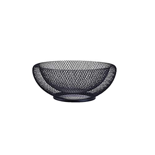 10 Inch Mesh Metal Fruit Basket, Wire Fruit Basket Black Iron Fruit Holder Decorative Stand for Fruit Storage for Vegetable Snack Bread (Black)