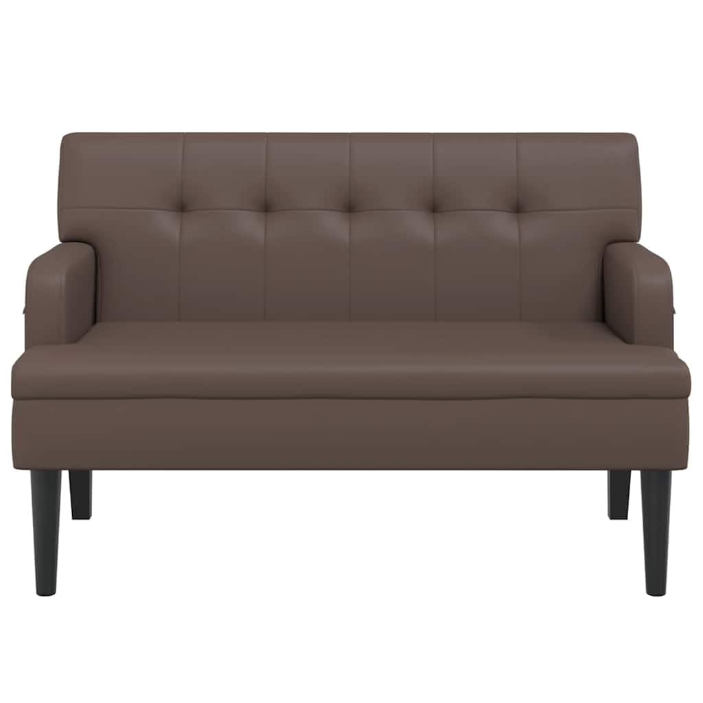 Banco con Respaldo de Cuero Sintetico Marron 112x65,5x75 cm