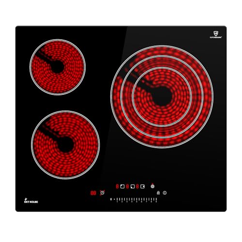 KKT KOLBE Glaskeramikkochfeld 59 cm 5,7 kW Autark | 30cm Dreifachzone | Wok/Paella Kochzone | 3 Zonen | 9 Stufen | Rahmenlos | Touch Slider | Timer | Restwärmeanzeige | Tastensperre CH5903RL