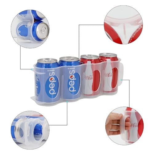 ChasBete-Portable-Soda-Can-Organizer-for-Refrigerator-Shelf-Beer-Can-Holder-Fridge-Storage-Sliding-Rack-Clear-Plastic-2-Pack