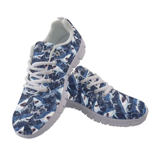 Chaussures JUDENTIDOS pour Homme et Femme, Chaussures de Marche et de Course, Baskets de Jogging, Requin bleu, 43 EU