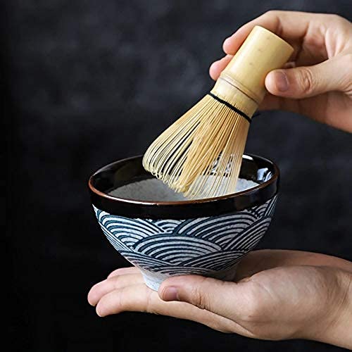 Generic Delica Teas Matcha Tea Set (Blue Waves Design) Ceramic Handmade Japanese Matcha Bowl And Whisk #TOP1