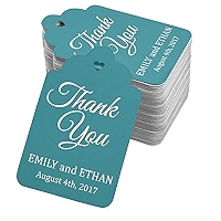 100 Etichette Personalizzate Ringraziamento Per Matrimonio - Bomboniere Fai Da Te E Segnaposto - Turchese 7x4.5 Cm