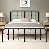 Zinus Florence Somier 135x190 cm - Altura 35 cm - Base Cama Matrimonio con Estructura de Acero y Cabecero y Piecero - Láminas de Metal - Montaje Fácil- Espacio de Almacenamiento - Negro