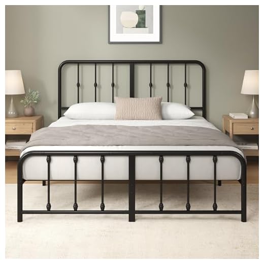 Zinus Florence Lit 140x190 cm en Métal - Tête et Pied, Hauteur 35 cm - Sommier à Lattes en Métal - Assemblage Facile - Espace de Rangement - Noir