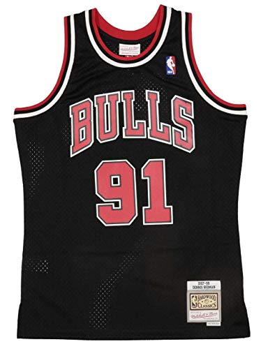 Mitchell & Ness Herren Chicago Bulls Bluse, D. Rodman #91, Black, XXL EU