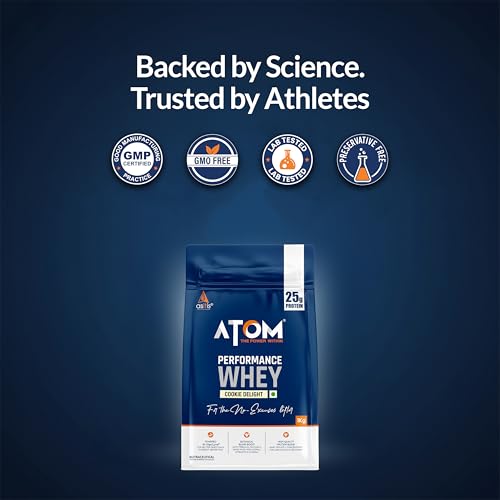 Image of Asitis Nutrition ATOM Performance Whey 1Kg | With Safed Musli & Mucuna Pruriens | For Faster Recovery | Highly Bioavailable | Cookie delight flavor