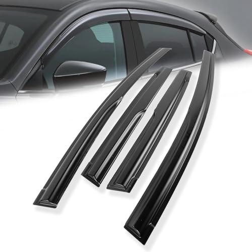 Window Visors Rain Guards Compatible with 2009-2014 Honda FIT 4 Door,Acrylic Window Vent Guard Shade Deflectors for Cars, Tape-On Vent Visors 4PC Set, Slim Style