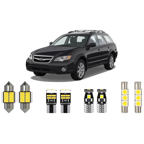 Xpismii 11 Piece 6000K White Outback Interior LED Lights Kit Package Replacement for Subaru Outback 2000 2001 2002 2003 2004 2005 2006 2007 2008 2009, with Placement Diagram and Install Tool