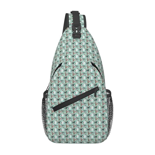 Sac à bandoulière croisé pour homme motif caniche pour marche et plein air