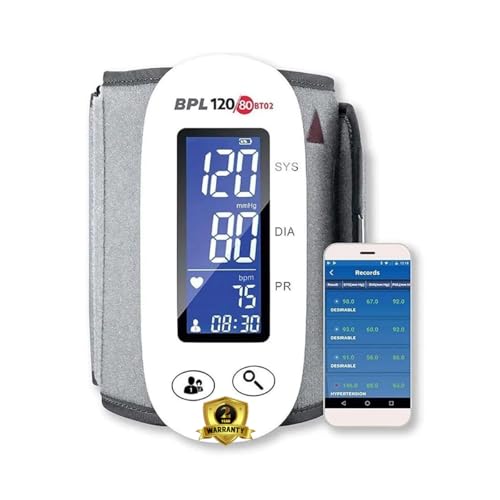 Image of BPL Medical Technologies BPL 120 /80 BT-02 Bluetooth Enabled Arm Type Blood Pressure Monitor with Tubeless Technology|BP Apparatus for Home|Hypertension & Managing Heart Health Device - White