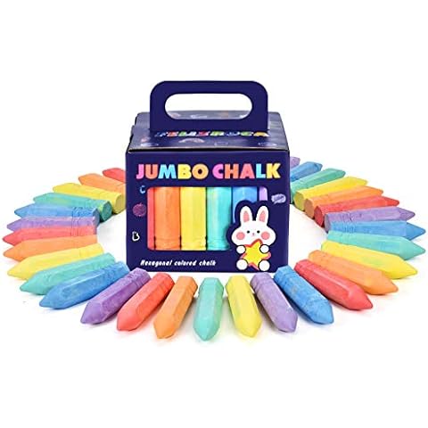 FELIZROCA 30 pcs Pavement Chalks for Children Colorful Chunky chalk Paint on sidewalk playground Outdoor Art Play For Kid Cover