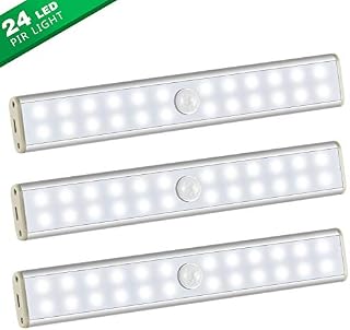 Under Cabinet Lighting,Wireless 24 LED Light 3 Packs with Built-in 1000mAh Rechargeable Battery,Motion