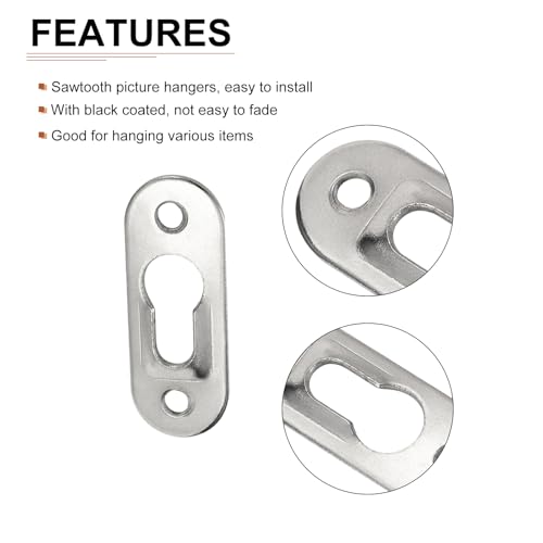 Image of DTGN 42 x 16mm Keyhole Hanging Plate Single Hole Hook with Screws - 50Pcs - Good for Hanging Paintings Picture - Frame Hook Photos - Silver