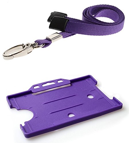 Identity-Plus: Purple Lobster Clip Safety Breakaway Lanyard with Purple Landscape ID Card Holder (2)