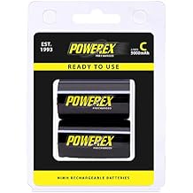 Powerex Low Self-Discharge Precharged C Rechargeable NiMH Batteries - 1.2V, 5000mAh, 2-Pack MHRCP2