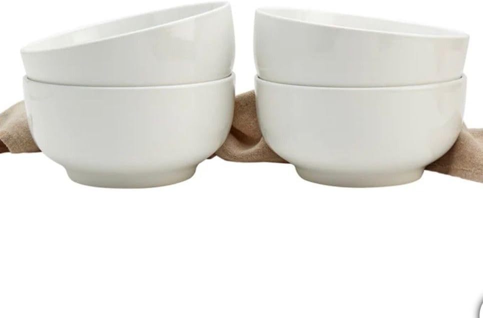 Set of 4 White All-Purpose Bowls – Versatile Serving & Dining Bowls for Everyday Use