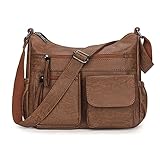 Artwell Fashion Hobo Crossbody Bag For Women Shoulder Bag PU Leather Handbags Purses Multi Pocket Zipper Messenger Tote Bag (Brown)
