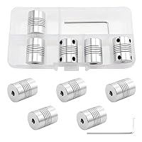 YIXISI 5 Stück Flexible Kupplung, 5mm bis 8mm CNC Motor Backe Nema 17 Wellenkupplung, Flexible Wellenkupplungen für RepRap 3D Drucker oder CNC Maschine, mit 1 Stück Sechskantschlüssel
