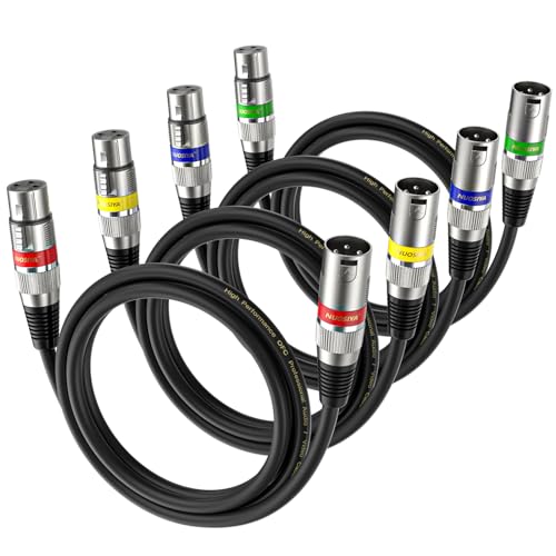 NUOSIYA Cable XLR de 1 m, 4 unidades, micrófono XLR simétrico, cable de extensión de audio, adaptador XLR macho a hembra para grabadora de estudio, micrófono, mezclador, sistema de altavoces