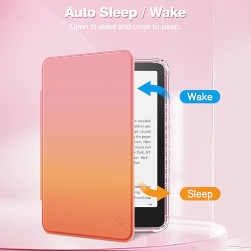Fintie Case for 7" All-New Kindle Paperwhite 12th Generation 2024 & Kindle Colorsoft 2024/2025, Ultra Clear Soft Light Transparent TPU Back Cover Auto Wake/Sleep, Sunset Ombre by FINTIE - Used condition - Image 3