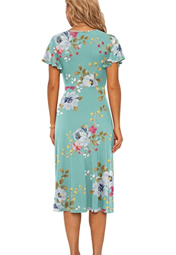 Image of GRECERELLE Spring Summer Dress for Women Casual Ruffle Short Sleeve Wrap V-Neck Dress