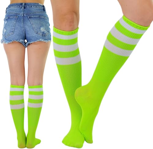 Image of ToBeInStyle Women's Premium Below Knee Athletic Socks w /Contrasting Wide Stripes