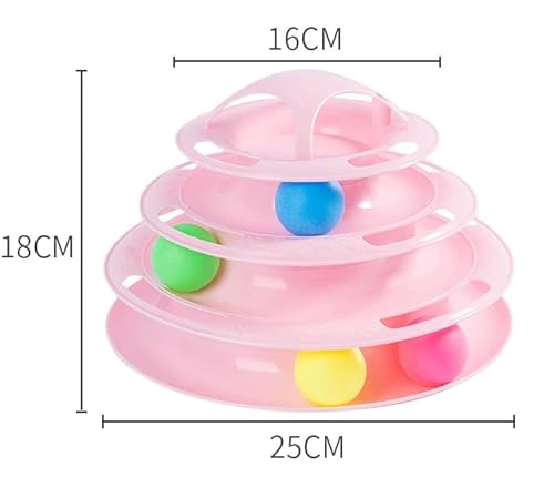 Brinquedo Interativo Gatos Corre Corre Torre De Bolinhas (Rosa 4 Bolinhas)