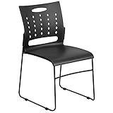 Flash Furniture HERCULES Series 881 lb. Capacity Black Sled Base Stack Chair with Air-Vent Back