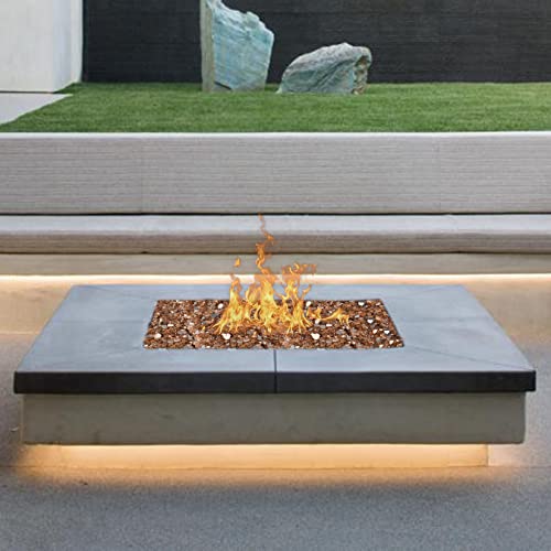 Vchin Fire Pit Glass, Copper Fire Glass For Propane Fire Pit, Fireplace And Outdoor Decorative. 1/4 Inch Reflective Glass Fire Pit Rocks. 10Lb #TOP4