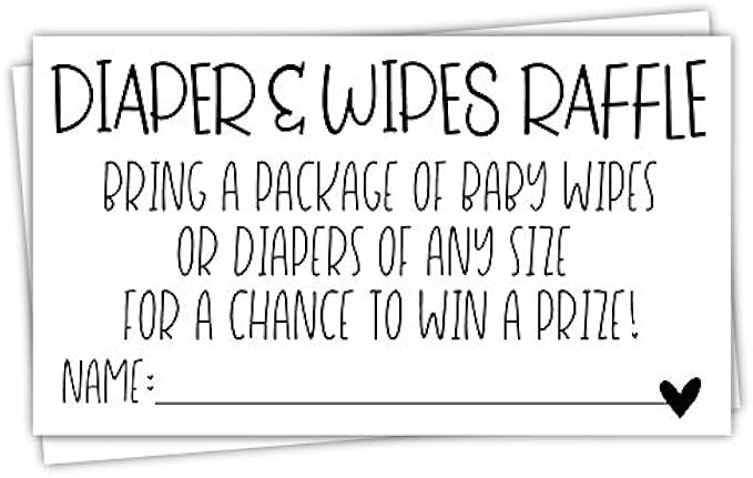 50 Diaper and Wipes Raffle Tickets - Baby Shower Invitation Insert - Game Activity for Baby Shower