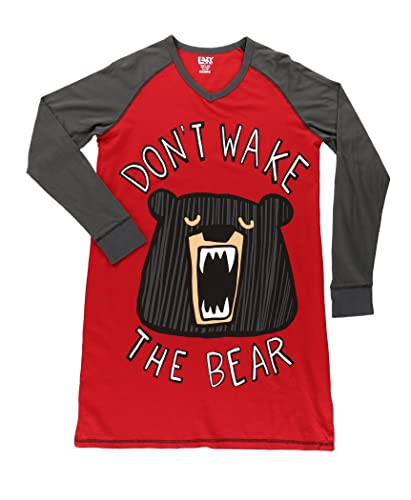 Lazy One V-Neck Nightshirts For Women, Animal Designs (Don't Wake The Bear, L/Xl) #TOP2