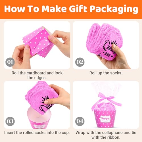 Image of HAPPYPOP Birthday Gifts Ideas for Women - January February March Birthday Socks in Pink