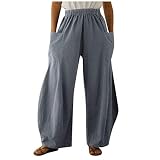 Hose Damen Langer Work Solid Frühling Joggers Elastische Taille Mit Taschen Joggers Damen Wide Leg Hippie Vintage Stretch Lose