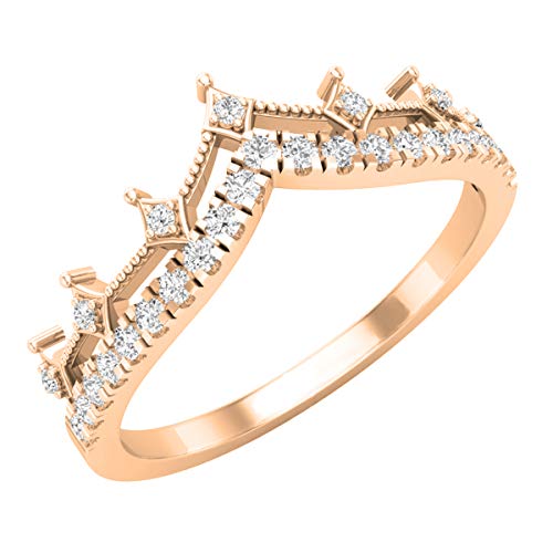 Dazzlingrock Collection 0.20 Cttw Round White Diamond Womens Chevron Wedding Band 1/5 CT, 14K Solid Gold