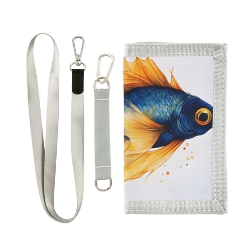FOLIOSA Kids Wallet for Boys Girls Fish Surreal Print Youth Wallet with Zipper Pocket Card Holders, Novelty Wallet 4.9×2.9 in