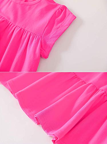 Image of Youwon Girls Dress Short Sleeve Solid Color Tunic A-Line Tiered Swing Dress 2-6 7-16