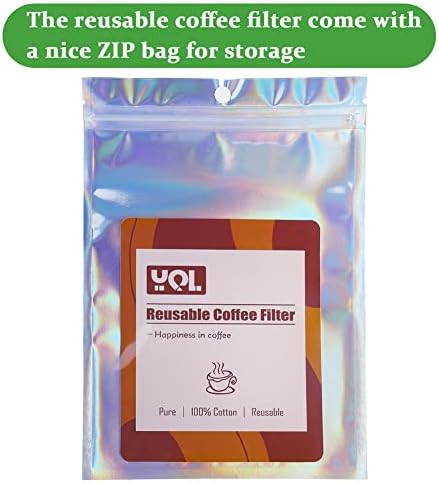 YQL Reusable V60 Coffee Filter 01, 4 Packs Organic Cotton Coffee Filters Size 1 Cloth Coffee Filter for V60 Coffee Dripper Pour Over Coffer Makers