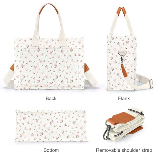 Image of Canvas Tote Bag for Women with Pockets Crossbody Bag Tote Shoulder Handbags Casual Work Bags Everything Tote Bag