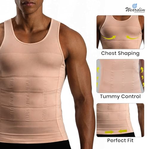 Image of Wearslim Men's Slimming Body Shaper Vest Shirt | Abs Abdomen Slim Stretchable Tummy Tucker Vest