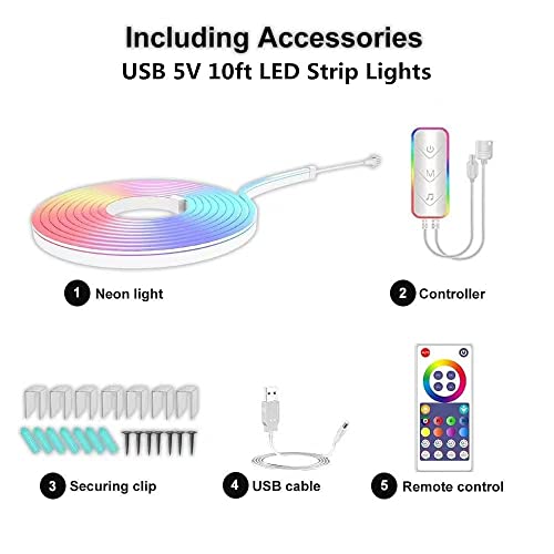 Sxlofty Neon Rope Lights, 10Ft Led Strip Lights,Rgb Rope Lights With Music Sync,Diy Lighting Mode, Compatible With Alexa,Google Assistant,Led Neon Lights For Bedroom, Living Room, Gaming Dcor #TOP6