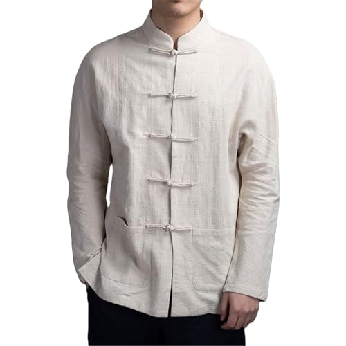 Chemise en lin homme style chinois coupe ample manches longues automne