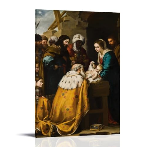 Impression sur toile Murillo Adoration des mages pour sublimer un mur de chambre vide