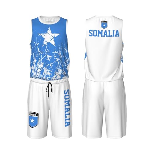 Somalia Flag Grain (2) Basketball Jersey Uniform Suit for Men Adults Training Athletic Set