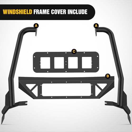 Image of Nilight Windshield Frame Cover for 2018-2026 JL JLU & JT | with light Roof Sun Visor Cowl Body Armor for Jeep Wrangler JL JLU & Gladiator JT (Excluding JL 4xe & JT Mojave)