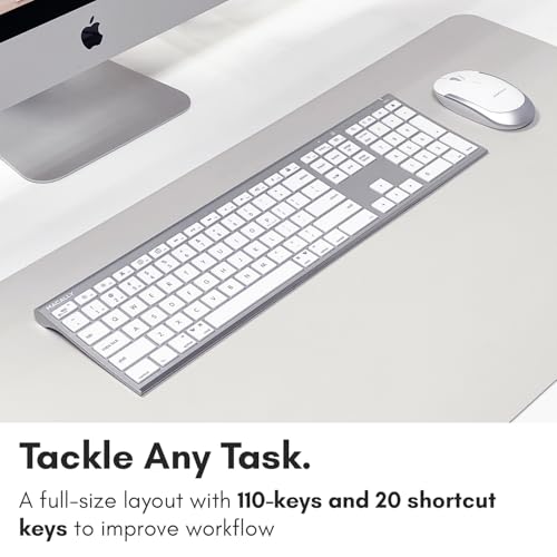 Macally Premium Bluetooth Keyboard and Mouse for Mac | Compatible Wireless Apple Keyboard and Mouse Combo (110 Keys Multi-Device Rechargeable) for MacBook Pro/Air and iMac