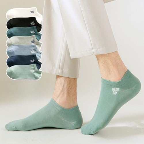 Days of the Week Socks, Monday to Sunday Solid Color Ankle Socks for Men, Thin Breathable Invisible Stockings2