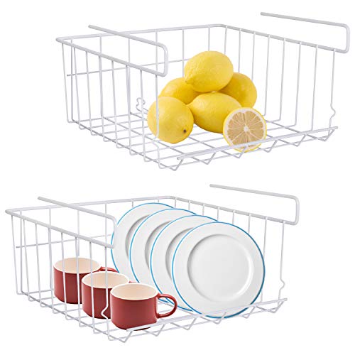 Shayson Hängekorb Metall, 2 Stück Regaleinhängekorb Hängender Korb Unter Schrank Lagerung Aufbewahrungs-Korb für Küchenschränke Küche Speisekammer Kleiderschränke